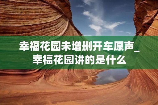 幸福花园未增删开车原声_幸福花园讲的是什么 幸福花园未增删开车原声_幸福花园讲的是什么
