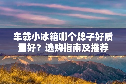 车载小冰箱哪个牌子好质量好？选购指南及推荐