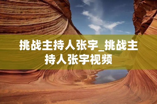 挑战主持人张宇_挑战主持人张宇视频