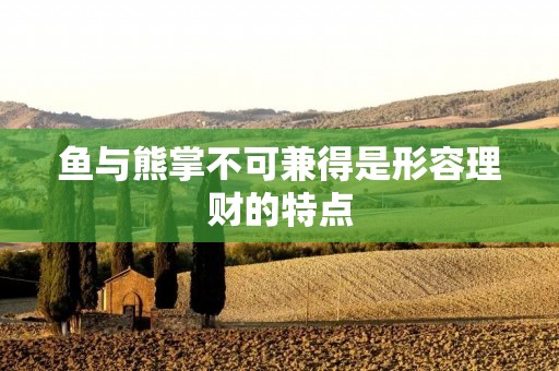 鱼与熊掌不可兼得是形容理财的特点