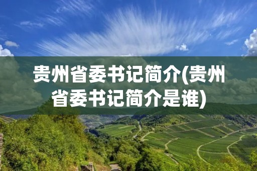 贵州省委书记简介(贵州省委书记简介是谁)