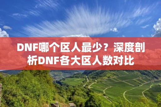 DNF哪个区人最少？深度剖析DNF各大区人数对比
