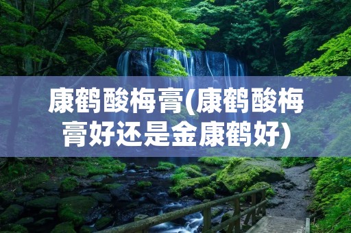 康鹤酸梅膏(康鹤酸梅膏好还是金康鹤好)