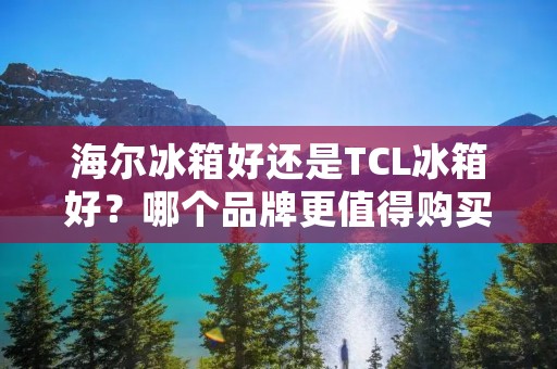 海尔冰箱好还是TCL冰箱好？哪个品牌更值得购买？