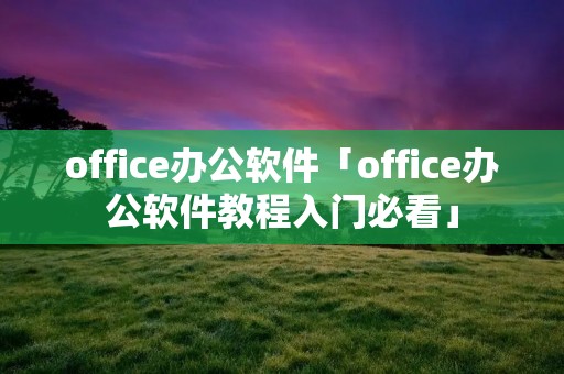office办公软件「office办公软件教程入门必看」