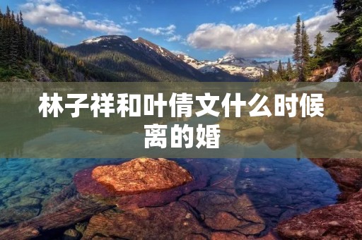 林子祥和叶倩文什么时候离的婚 林子祥和叶倩文什么时候离的婚