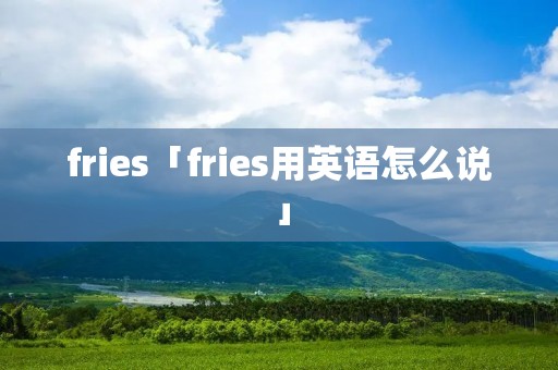 fries「fries用英语怎么说」
