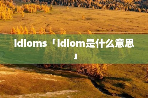 idioms「idiom是什么意思」