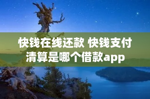 快钱在线还款 快钱支付清算是哪个借款app