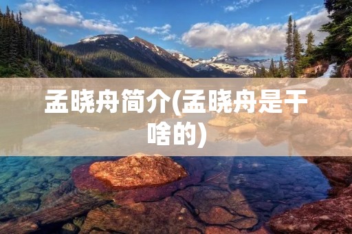 孟晓舟简介(孟晓舟是干啥的) 孟晓舟简介(孟晓舟是干啥的)