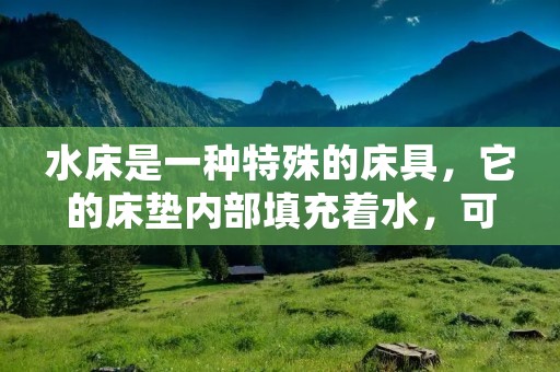 水床是一种特殊的床具，它的床垫内部填充着水，可以提供舒适的睡眠体验。水床的床垫通常由两层水袋组成，内层水袋用于支撑身体，外层水袋则用来调节床垫的稳定性和温度。水床的设计理念是通过水的浮力和柔软性来减轻身体的压力，从而提供更好的睡眠质量。