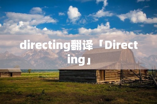 directing翻译「Directing」 directing翻译「Directing」