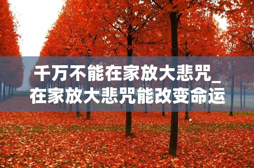 千万不能在家放大悲咒_在家放大悲咒能改变命运吗