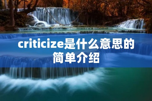 criticize是什么意思的简单介绍 criticize是什么意思的简单介绍