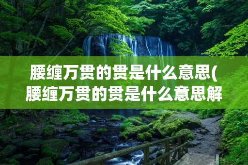 腰缠万贯的贯是什么意思(腰缠万贯的贯是什么意思解释) 腰缠万贯的贯是什么意思(腰缠万贯的贯是什么意思解释)