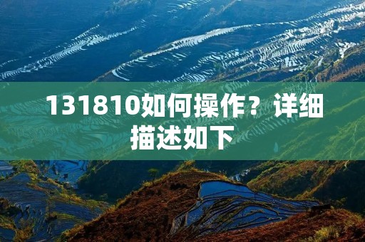 131810如何操作？详细描述如下：