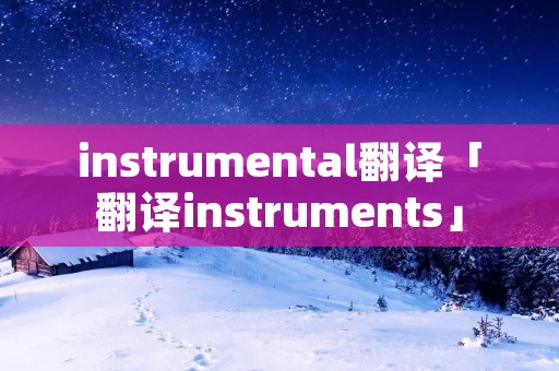 instrumental翻译「翻译instruments」