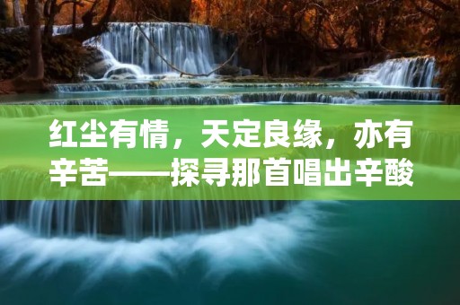 红尘有情，天定良缘，亦有辛苦——探寻那首唱出辛酸爱情的歌