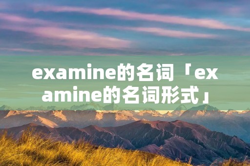 examine的名词「examine的名词形式」