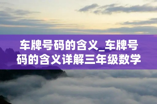 车牌号码的含义_车牌号码的含义详解三年级数学