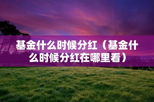 基金什么时候分红（基金什么时候分红在哪里看）