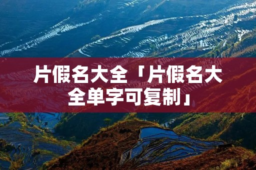 片假名大全「片假名大全单字可复制」