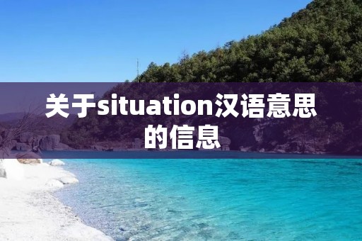 关于situation汉语意思的信息 关于situation汉语意思的信息