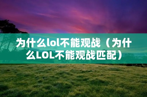 为什么lol不能观战(为什么LOL不能观战匹配) 为什么lol不能观战(为什么LOL不能观战匹配)