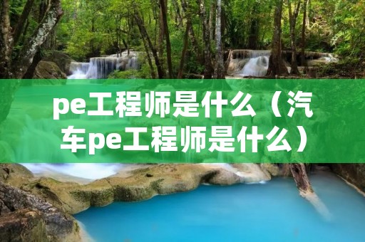 pe工程师是什么（汽车pe工程师是什么）