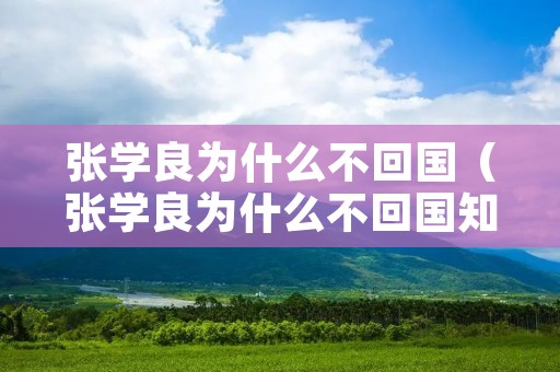 张学良为什么不回国（张学良为什么不回国知乎）