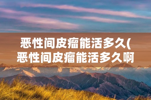 恶性间皮瘤能活多久(恶性间皮瘤能活多久啊) 恶性间皮瘤能活多久(恶性间皮瘤能活多久啊)