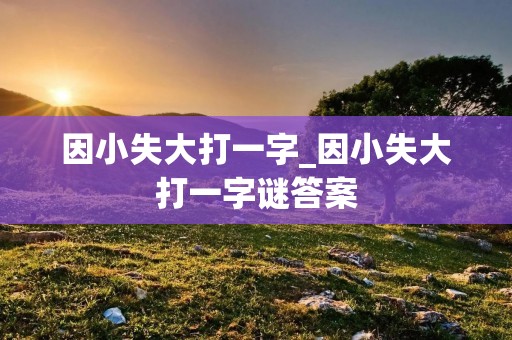 因小失大打一字_因小失大打一字谜答案