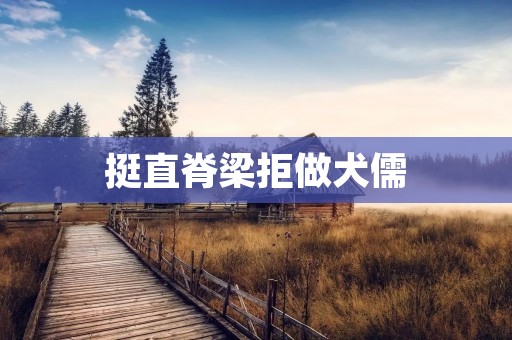 挺直脊梁拒做犬儒