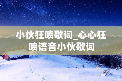 小伙狂喷歌词_心心狂喷语音小伙歌词