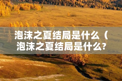 泡沫之夏结局是什么（泡沫之夏结局是什么?）