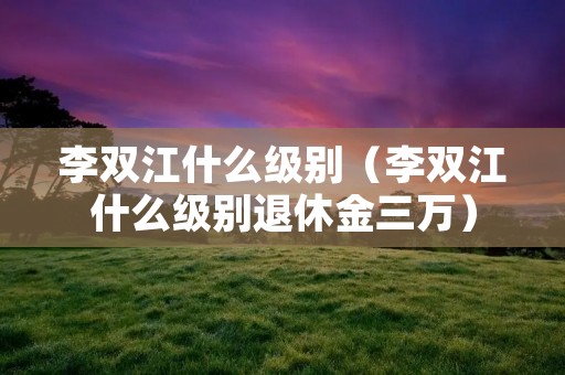 李双江什么级别（李双江什么级别退休金三万）