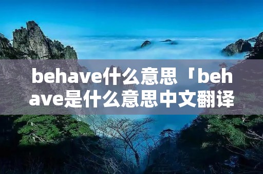 behave什么意思「behave是什么意思中文翻译是什么意思啊了」