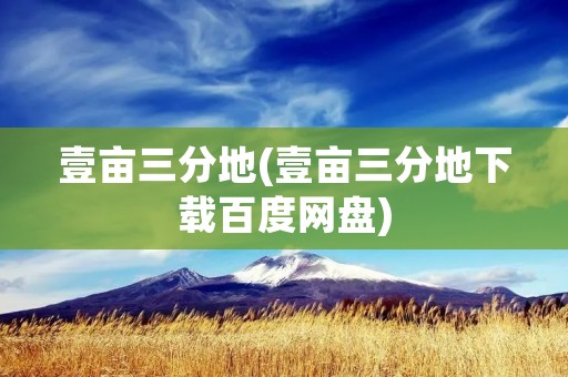 壹亩三分地(壹亩三分地下载百度网盘)