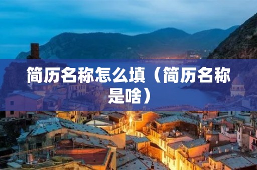 简历名称怎么填(简历名称是啥) 简历名称怎么填(简历名称是啥)