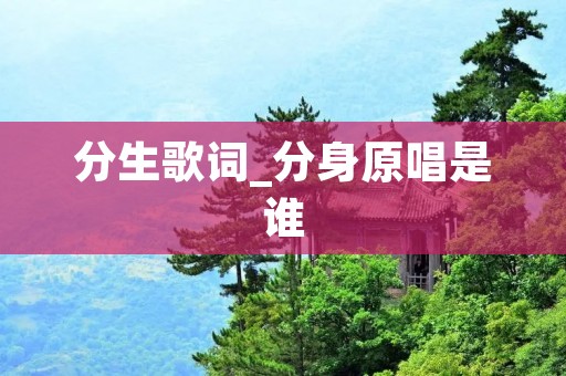 分生歌词_分身原唱是谁