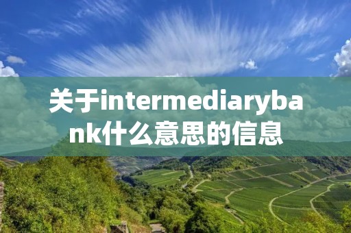 关于intermediarybank什么意思的信息