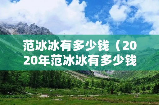 范冰冰有多少钱（2020年范冰冰有多少钱）