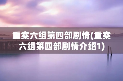 重案六组第四部剧情(重案六组第四部剧情介绍1)