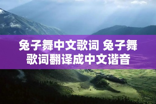兔子舞中文歌词 兔子舞歌词翻译成中文谐音 兔子舞中文歌词 兔子舞歌词翻译成中文谐音