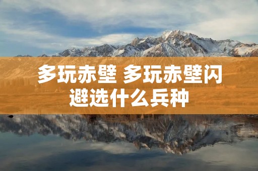 多玩赤壁 多玩赤壁闪避选什么兵种