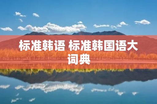 标准韩语 标准韩国语大词典 标准韩语 标准韩国语大词典