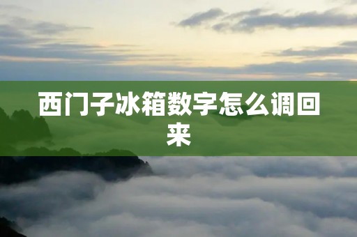 西门子冰箱数字怎么调回来