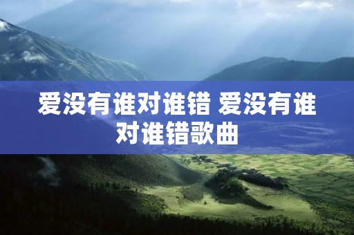 爱没有谁对谁错 爱没有谁对谁错歌曲