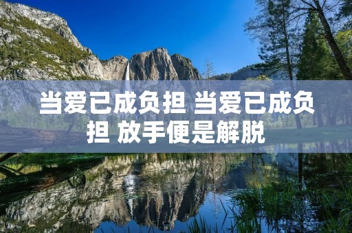 当爱已成负担 当爱已成负担 放手便是解脱