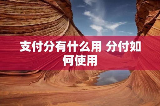 支付分有什么用 分付如何使用 支付分有什么用 分付如何使用